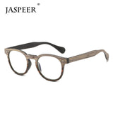 JASPEER Retro Anti Blue Reading Glasses Women Dual-Use Vintage Wooden Color Frames Round Men  Presbyopic Eyewear +150 +200