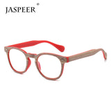 JASPEER Retro Anti Blue Reading Glasses Women Dual-Use Vintage Wooden Color Frames Round Men  Presbyopic Eyewear +150 +200